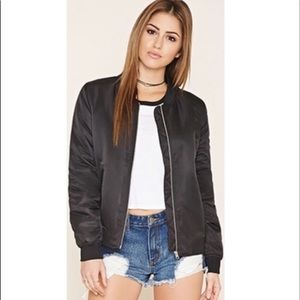 Forever21 Matte Black Bomber Jacket - Black Small